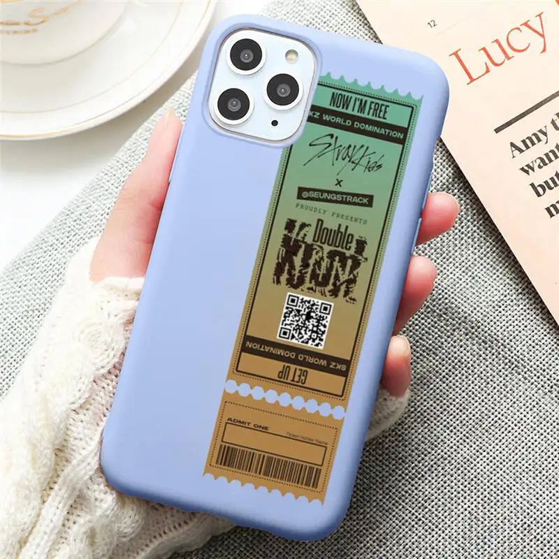 

Stray Kids Air tickets Design Phone Case for iPhone 12 mini 11 Pro Max X XR XS 8 7 6s Plus Candy purple Silicone cover