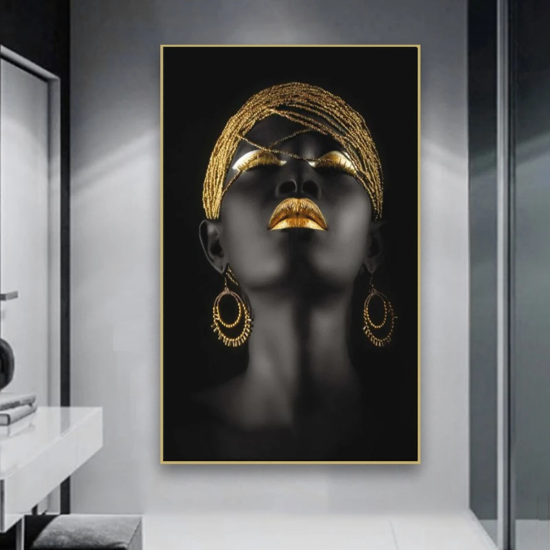 

Modern Art Canvas Painting African Black Woman Posters and Prints Scandinavian Wall Art Pictures For Living Room Home Decoration