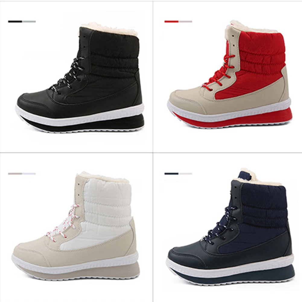 SARAIRIS Winter Waterproof Snow Boots Woman Add Fur Warm Ladies Shoes Woman Fashion Thick Heels Lace Up Boots Female Size 35-42