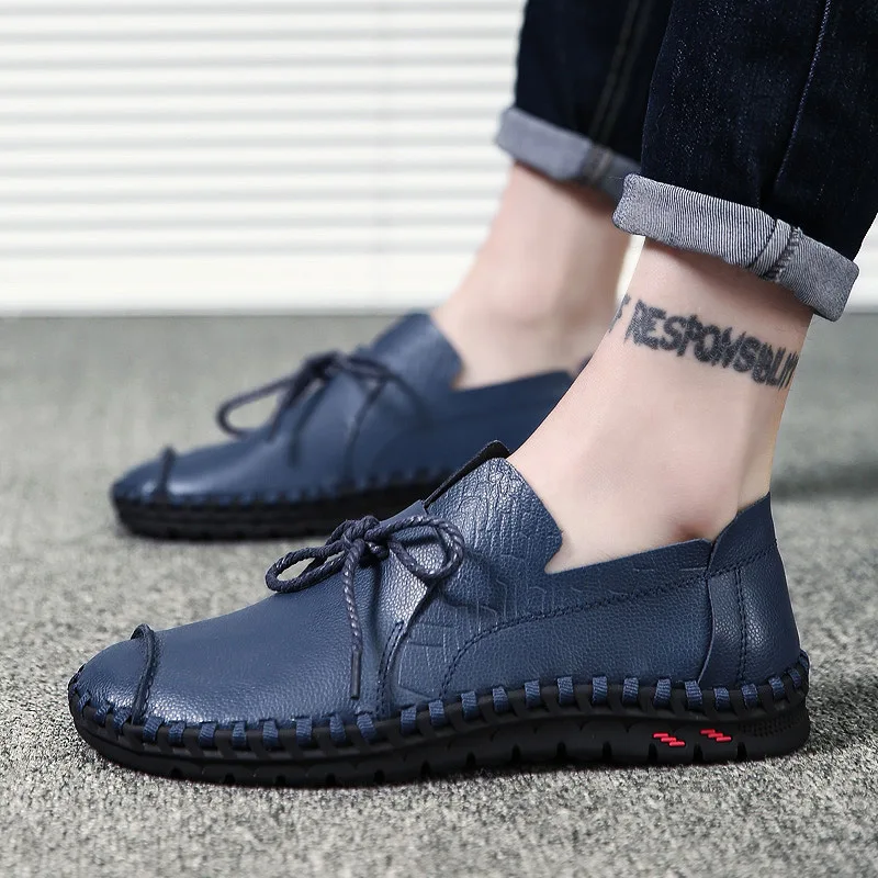 

AQ384 Men Summer Casual Shoes Leather Men Driving Shoes Handmade Quality Men Loafer Shoes Flats Big Size 38-48 Moccasins