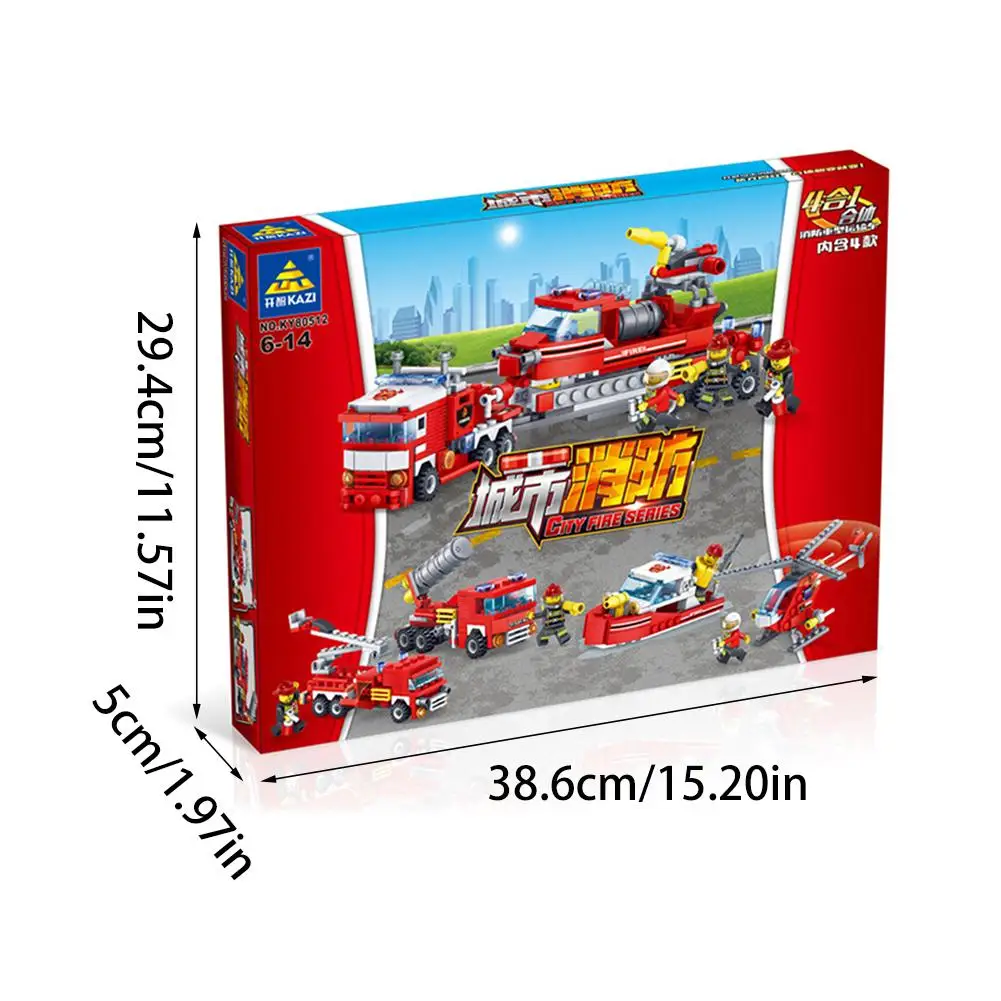 

348 PCS Building Blocks Educational Puzzle Assembling Fire Heavy Transport Vehicle Toy For Children's Christmas Gift