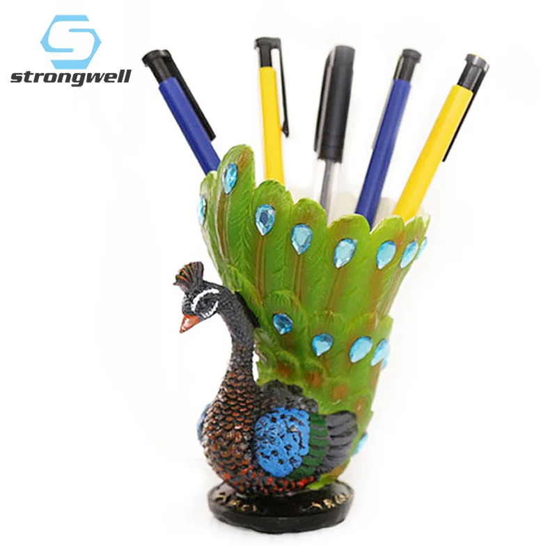 Strongwell Peacock Pen Holder Flower Pots Figurines Fairy Garden Flowerots Desktop Decor Home Decoration Modern Novelty Gift | Дом и сад