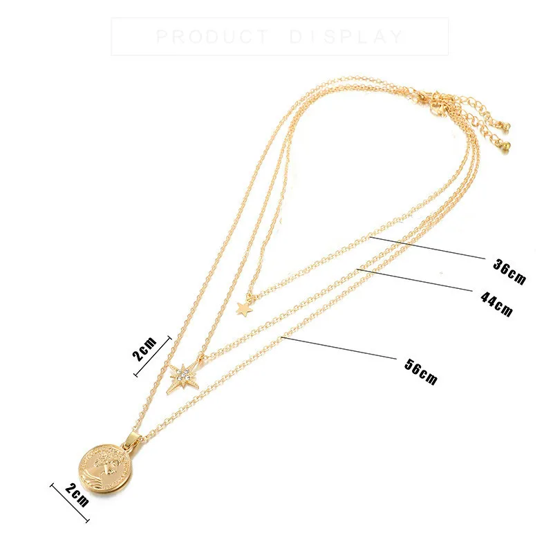 Женское Двухслойное ожерелье в стиле панк многослойное с круглым метеоритным