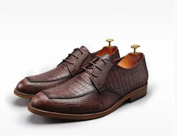 2 цвета Новинка Мужские модельные туфли с узором крокодиловая кожа модные