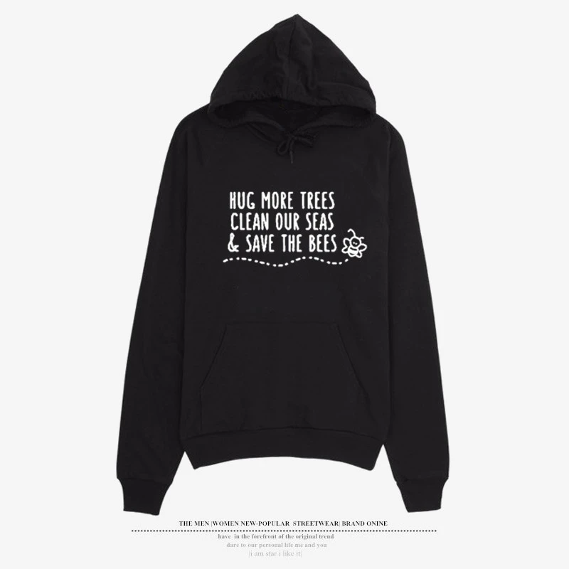 Осенне зимний пуловер в стиле Харадзюку с надписью Save The Bees плотные свободные