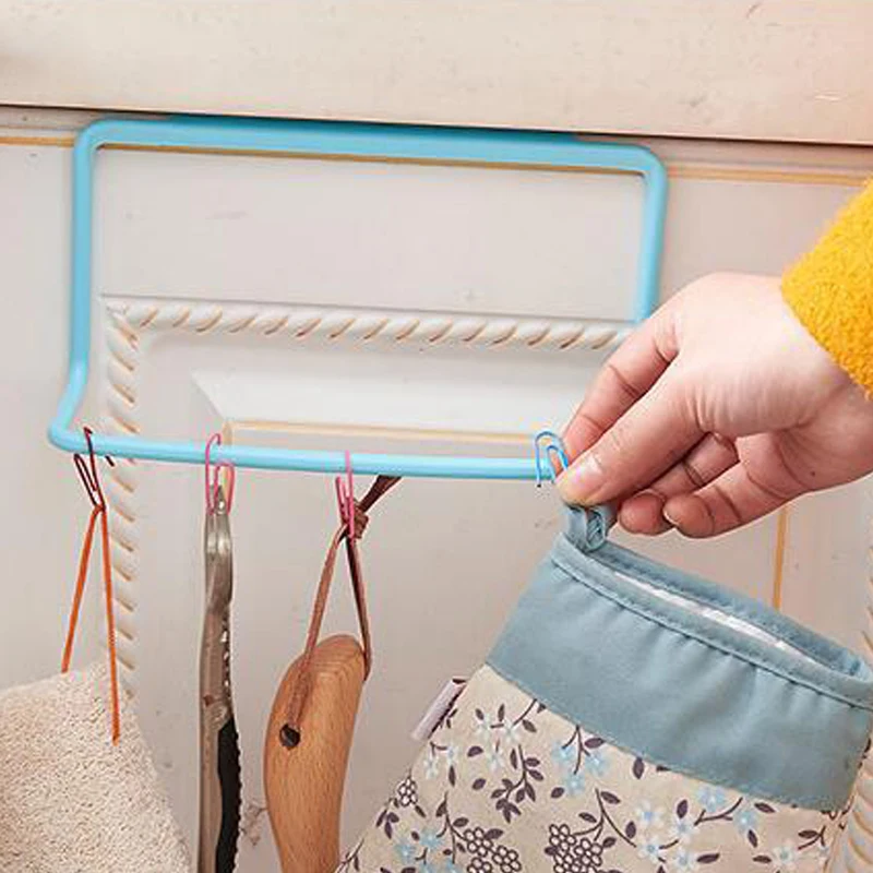 1Pcs Over Door Tea Towel Holder Rack Rail Cupboard Hanger Bar Hook Bathroom Kitchen Home Top Candy Colors Tools | Обустройство дома