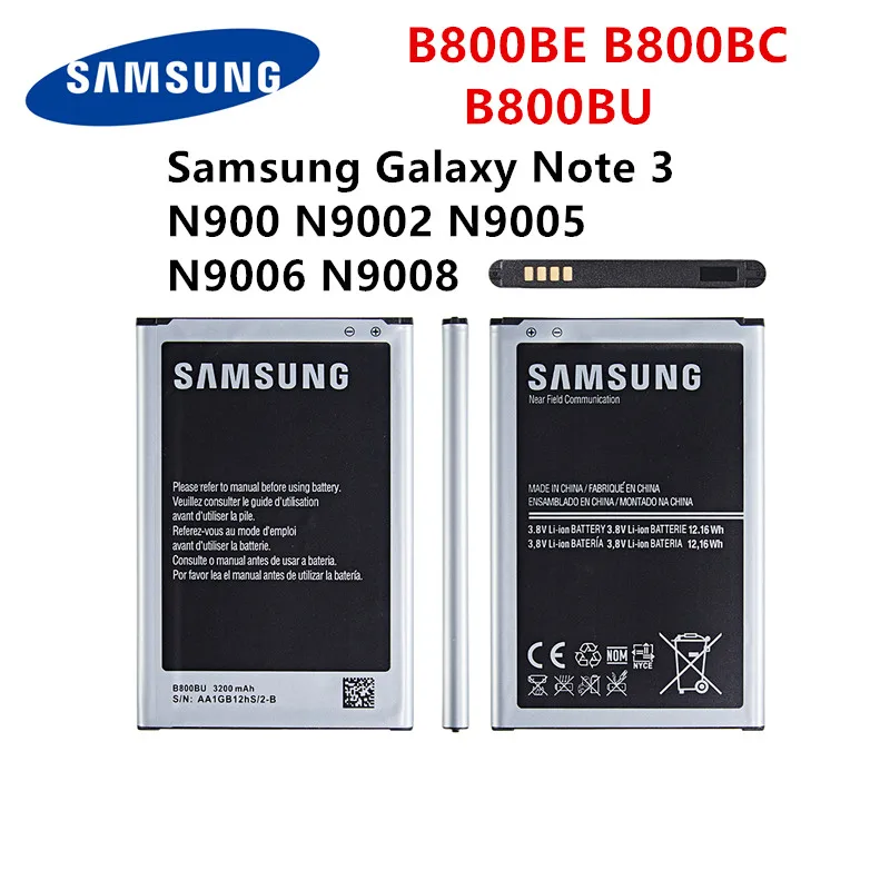 Оригинальный аккумулятор SAMSUNG B800BE B800BC B800BU для Samsung Galaxy Note 3 N900 N9002 N9005 N9006 N9008 сменный