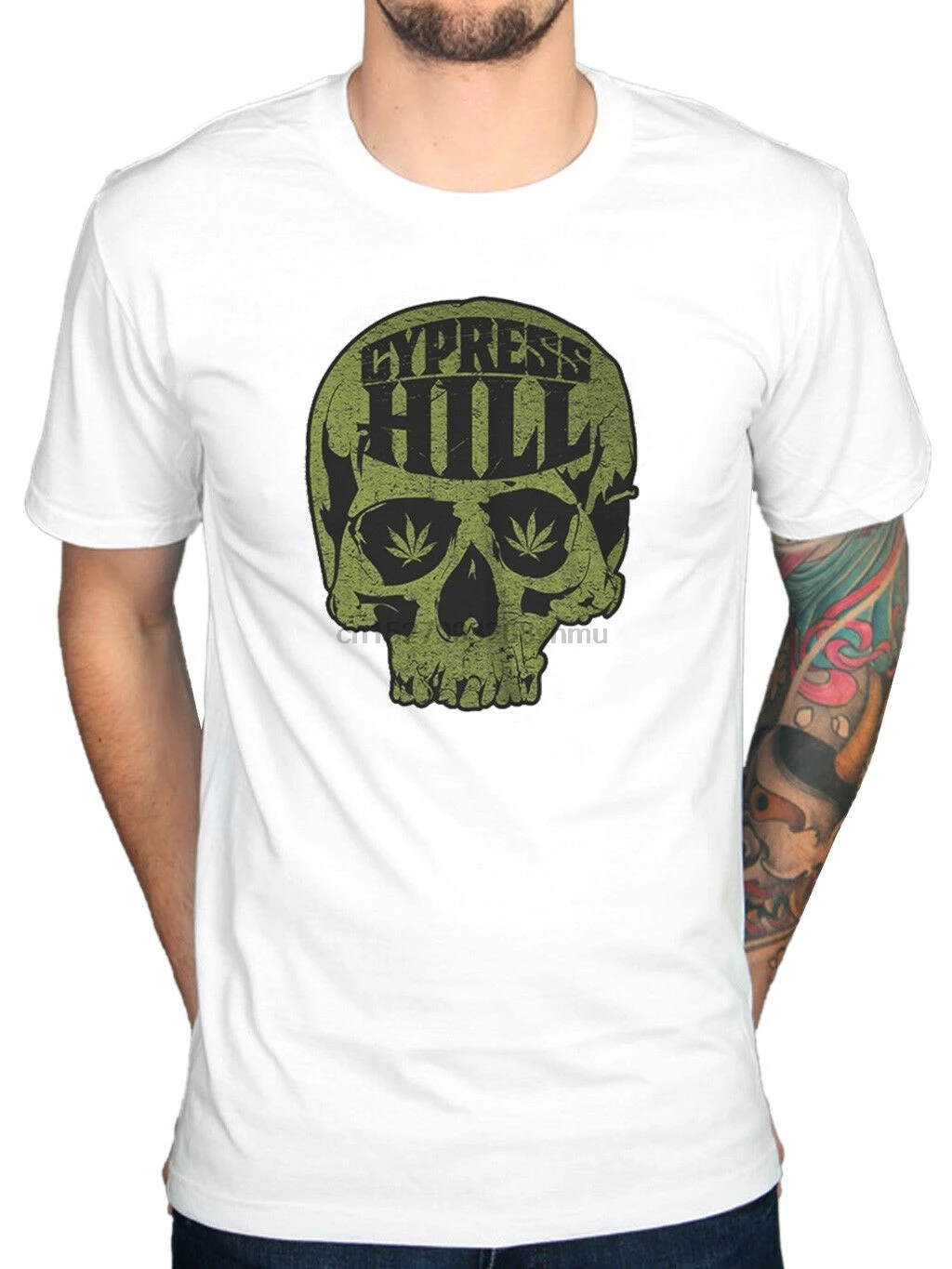 Официальный Cypress Hill с логотипом Skull футболка черепом и костями черное воскресенье