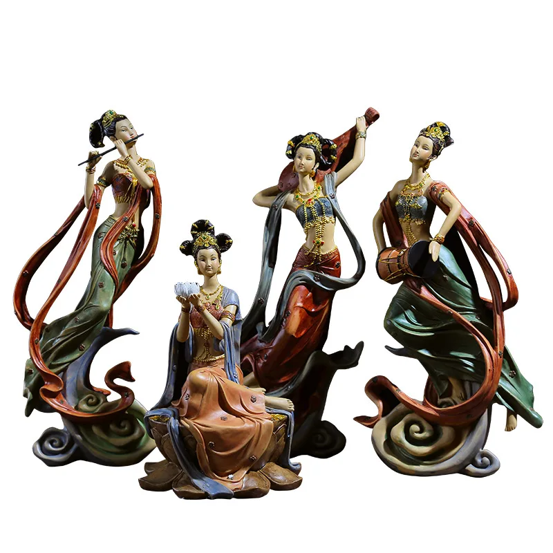 

Chinese style statue with strong historical charm, Dunhuang Mogao Grottoes art sculpture ornaments pipa statue home decoration