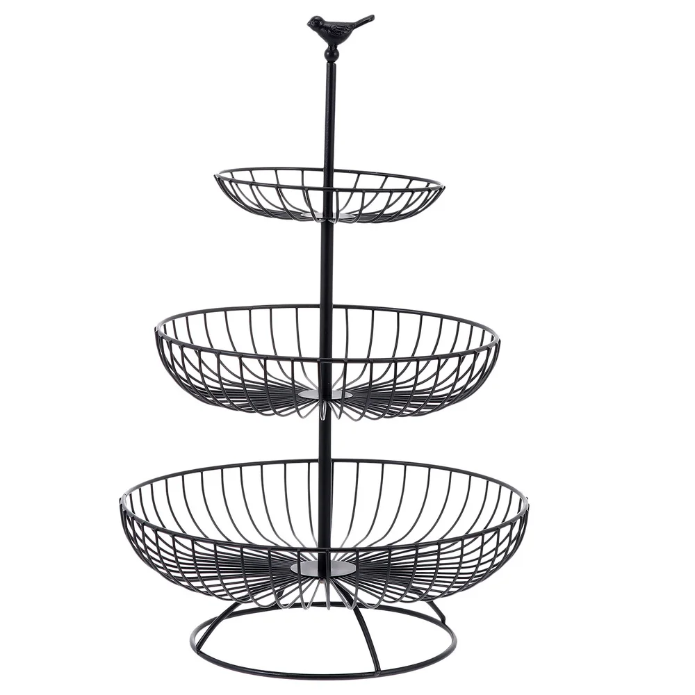 

1pc Three Layer Iron Fruit Storage Basket Snack Candy Storage Container (Black)