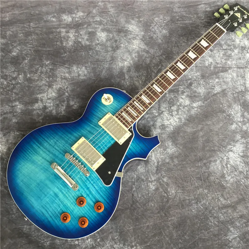 Высокое качество новая электрогитара синяя краска тигровый кленовый шпон