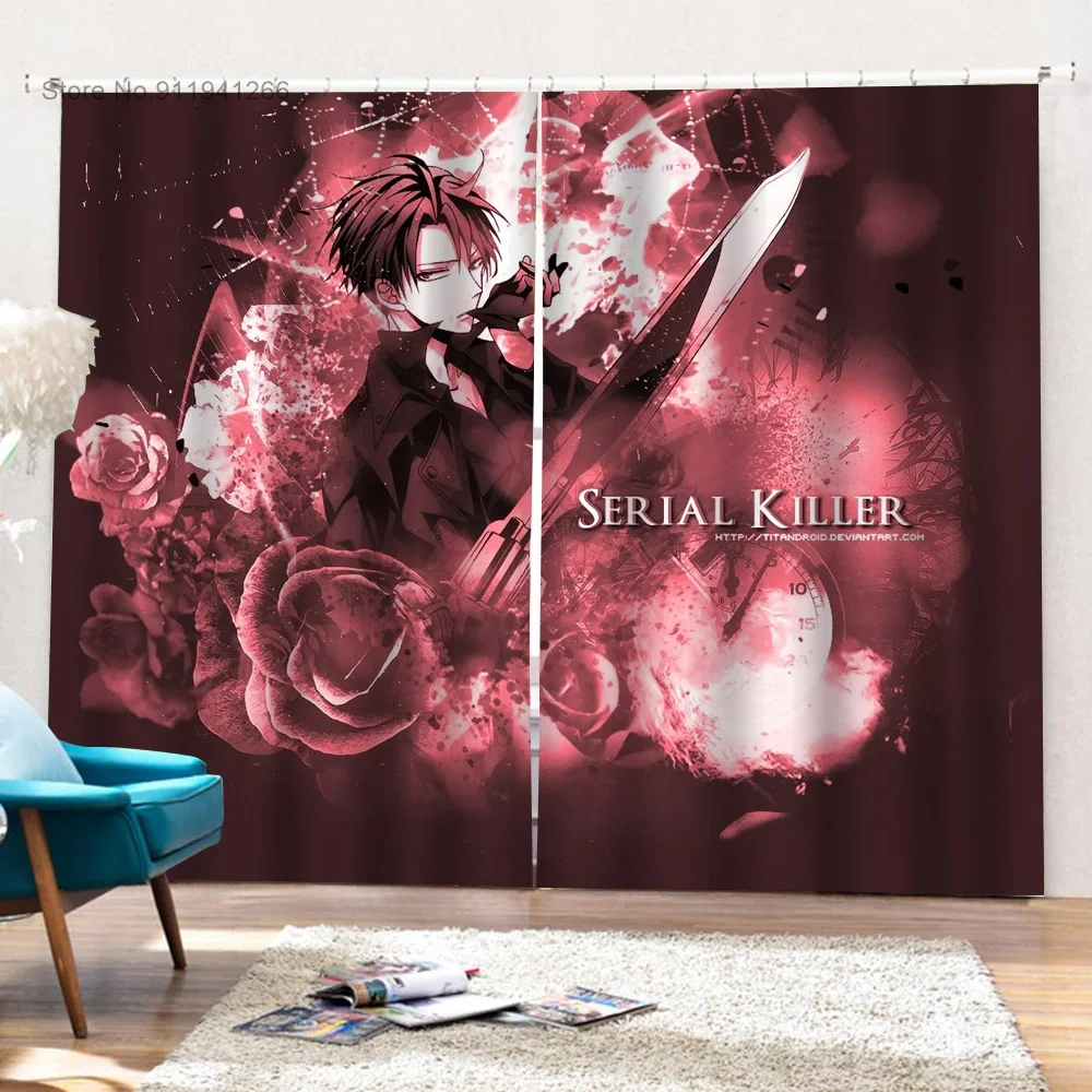 

Занавески с аниме-принтом, термоизолированные затемняющие драпировки для окон, 2 панели, блокировка света, Титаны, 3d-печать