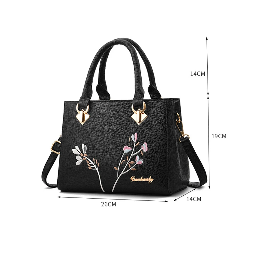 

Fashion Embroidery Female Red Handbags 2021 New Arrive Small Bag Sweet Lady Shoulder Bags High Quality PU Leather Messenger Bag