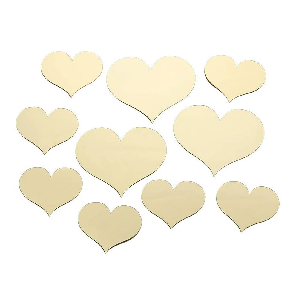 Мини 3D зеркальные настенные наклейки 10 шт. в форме сердца художественная роспись