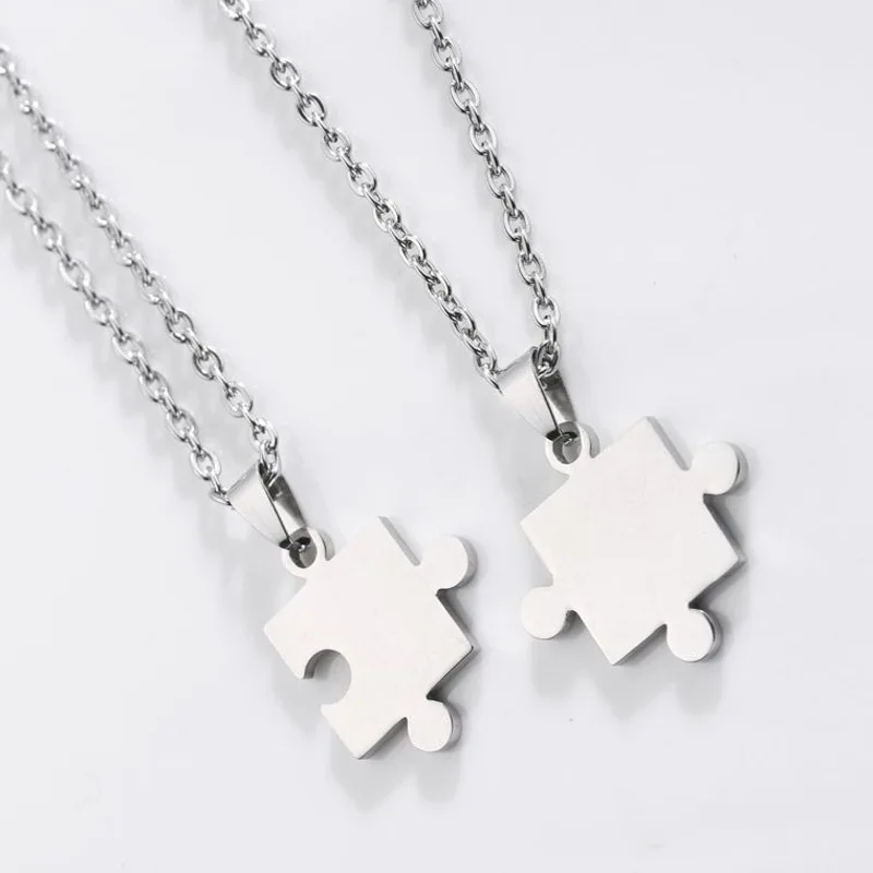 

5pcs Stainless steel love couple necklace titanium steel lovers European and American puzzle unisex gift necklace jewelry