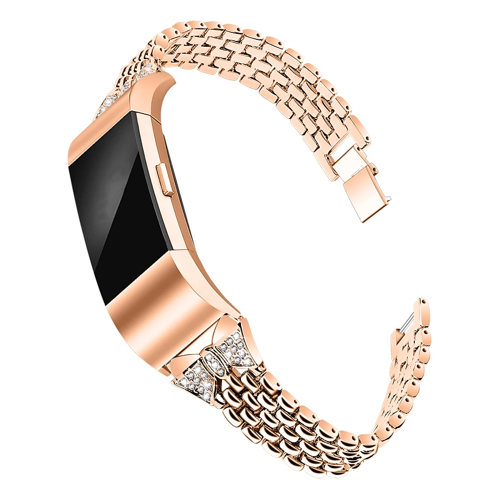 OULUCCI, Женский металлический ремешок из нержавеющей стали, для браслета FitBit charge 2, браслет, ремешок для часов, подходит для зарядки, 3 полосы