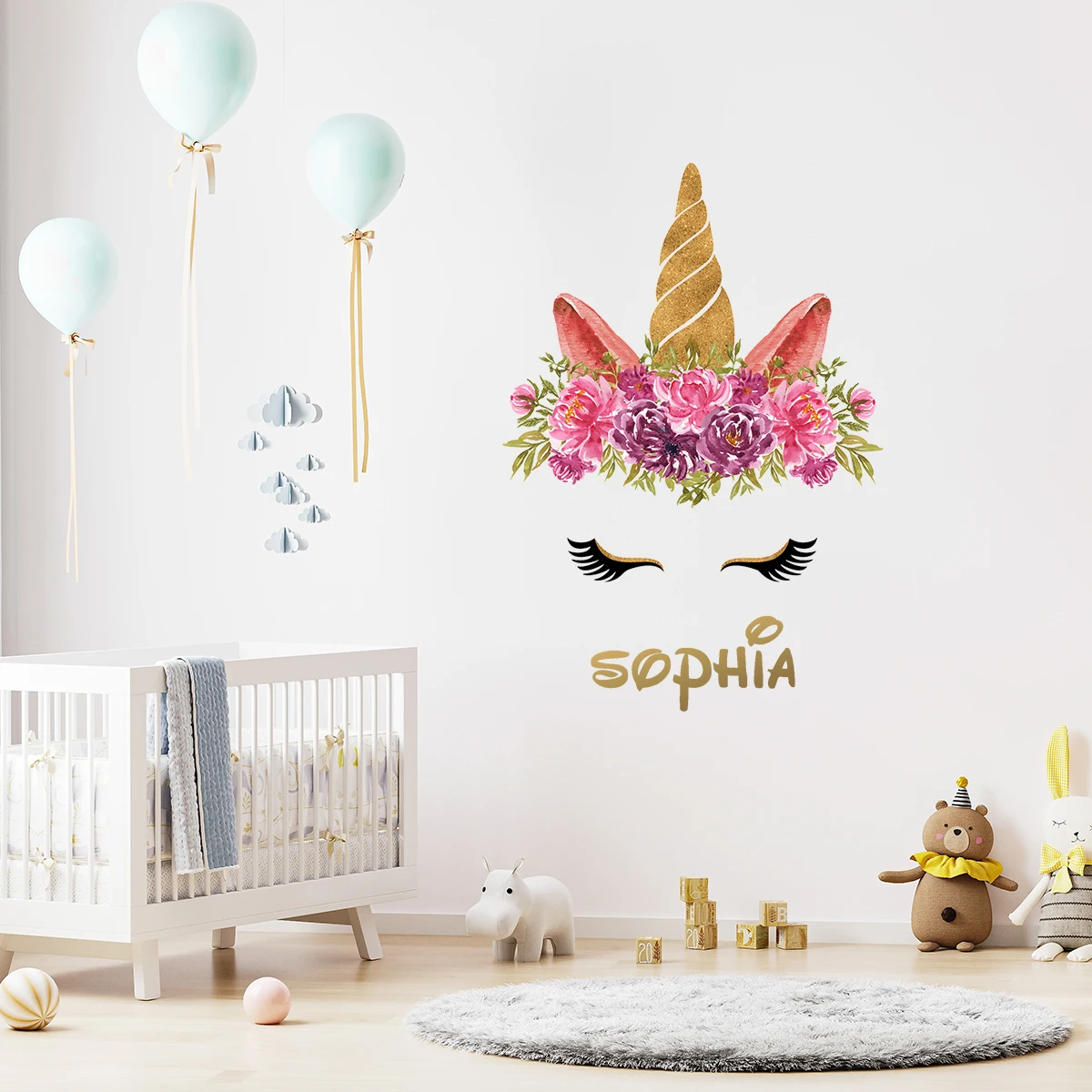 Cute unicorn Custom Name Wall Stickers Wallpaper For Living Room Bedroom Wall Decoration Murals