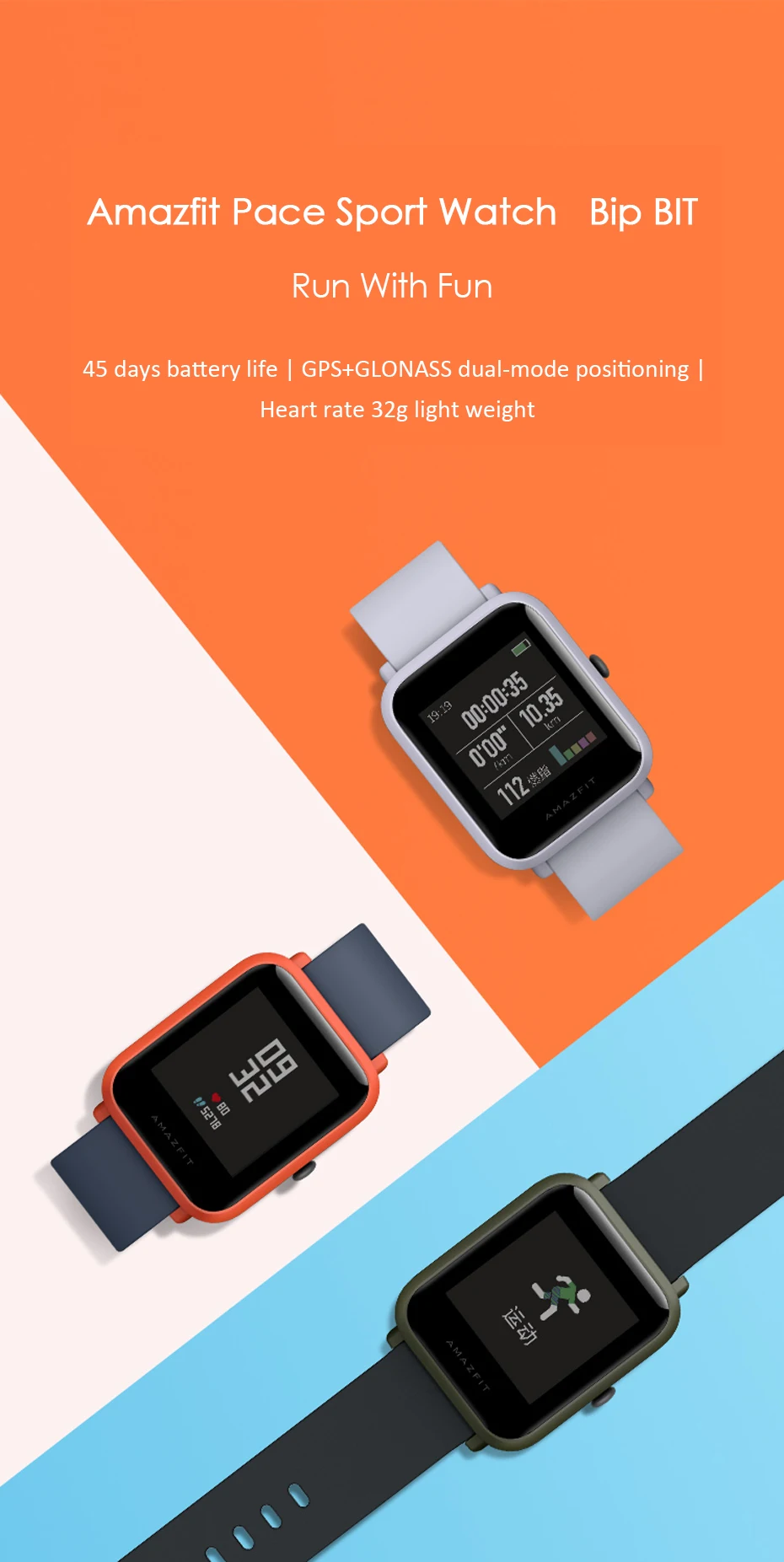 Смарт-часы Xiaomi Huami Amazfit Bip с глобальной версией, gps, Gloness, умные часы, часы 45 дней в режиме ожидания для телефона MI8 IOS