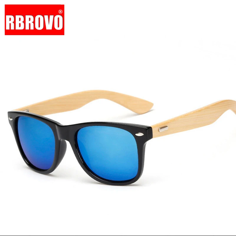 

RBROVO 2021 Bamboo Frame sunglasses Women Vintage Brand Designer Classic Metal Sun Glasses Outdoor Wooden Legs Oculos De Sol