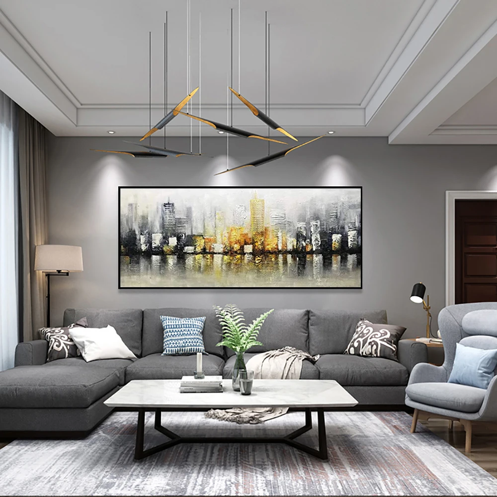 

Abstract Landscape City Building 3D Oil Painting Hand-Painted On Canvas Abstract Artwork For Home Wall Decoration Large Painting