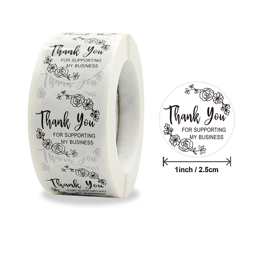 

100-500pcs 1Inch Simple Thank You For Supporting My Business Stickers For Gift Packaging Decorations Labels Envelope Sealing