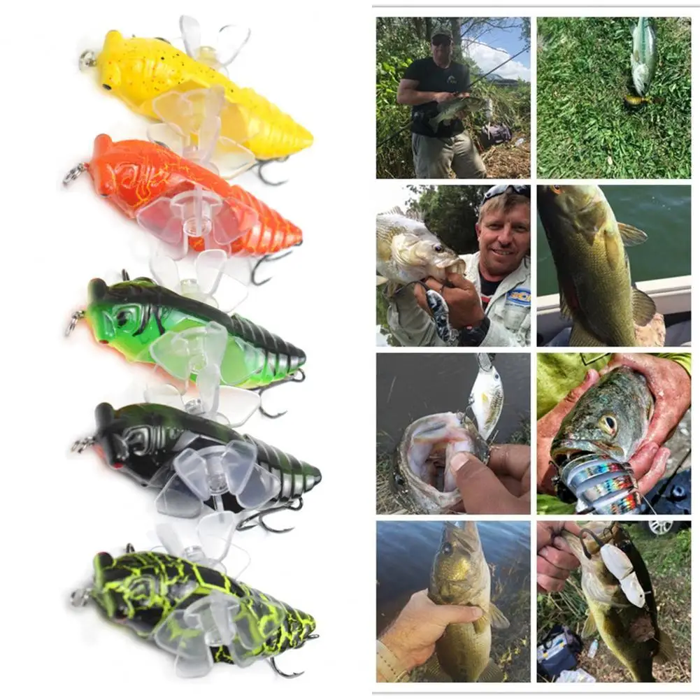 

Lightweight 15.5g Fake Rotating Topwater Hard Lures Trolling Crankbait Mini Insect Lure Wear-Resistant for Freshwater