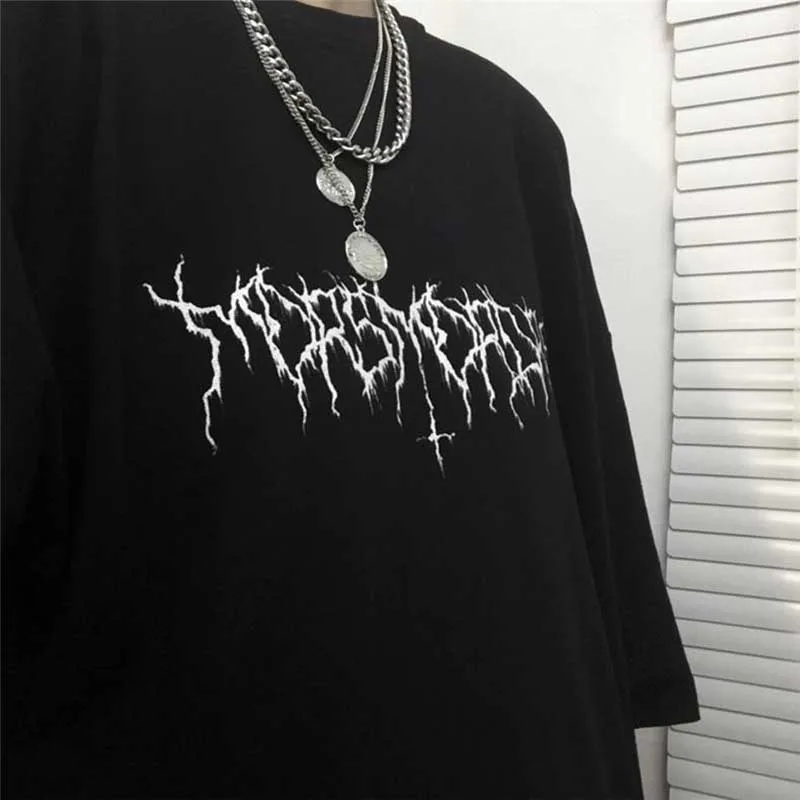 

Girls Harajuku Loose Short Sleeve Women T-shirts Devil Star Hand Print Women T Shirt Crew Neck Lady T-shirt Top Tees