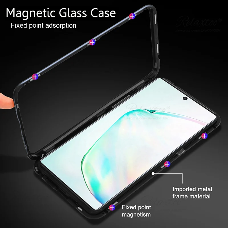 Magnetic Adsorption Filp Case for samsung Galaxy note 8 9 10 pro Shockproof Glass Cover Magnet coque galaxy note8 note9 capa |