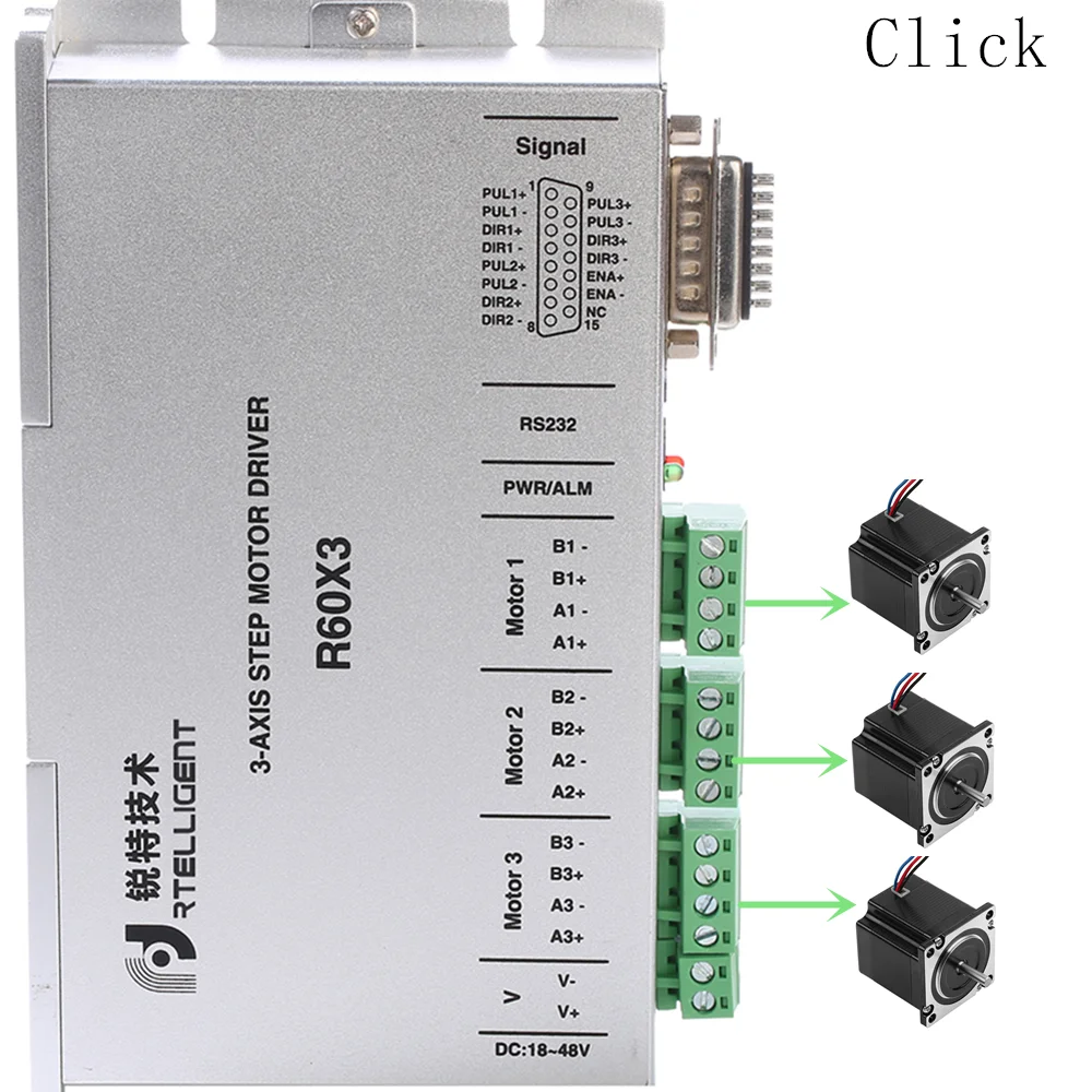 Rtelligent NEMA 23 24 R60 машина шаговый двигатель драйвер контроллер 32 сегментов 24-50VDC для NEMA 23 24 шаговый двигатель ЧПУ комплект