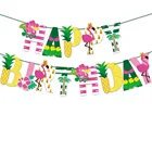 Гавайская Алоха, баннер на день рождения, тропический фламинго, ананас, латексный шар, украшение для торта, лето