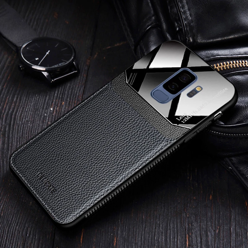 Black Чехол, для samsung Galaxy S9 Plus S 9 S9Plus, кожаный зеркальный Силиконовый противоударный чехол для телефона, Роскошный милый чехол s - Цвет: Black