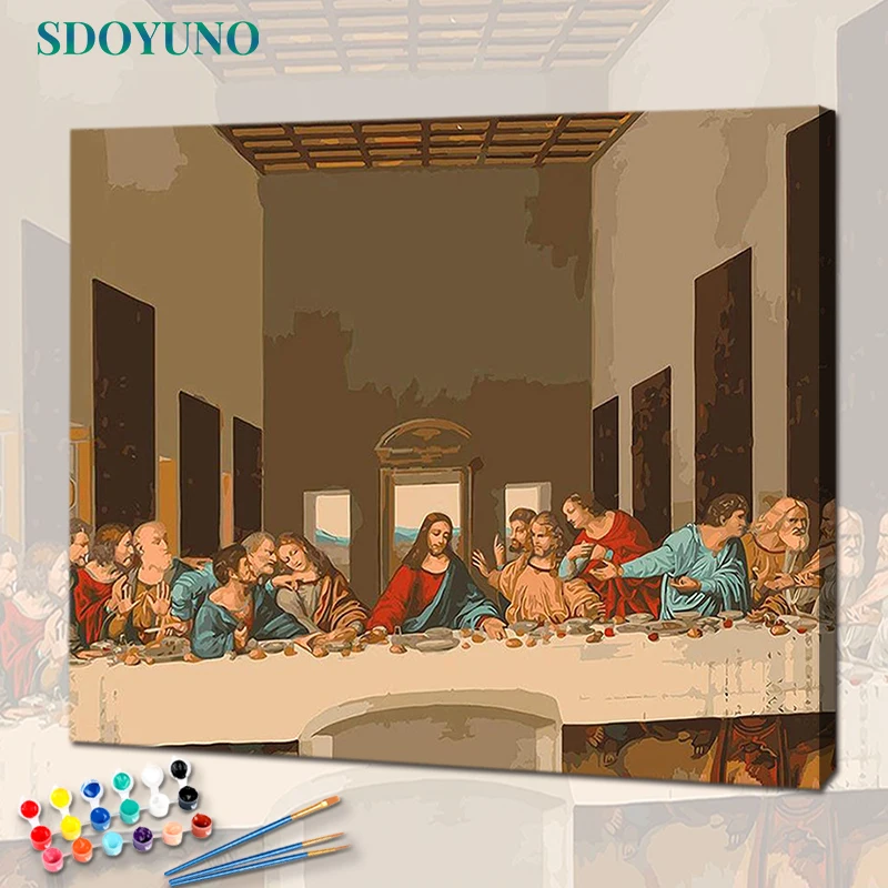 

SDOYUNO Famous Oil Painting By Numbers For Adults Frameless Figure 60x75cm DIY Paint By Numbers On Canvas Religion Home Decor