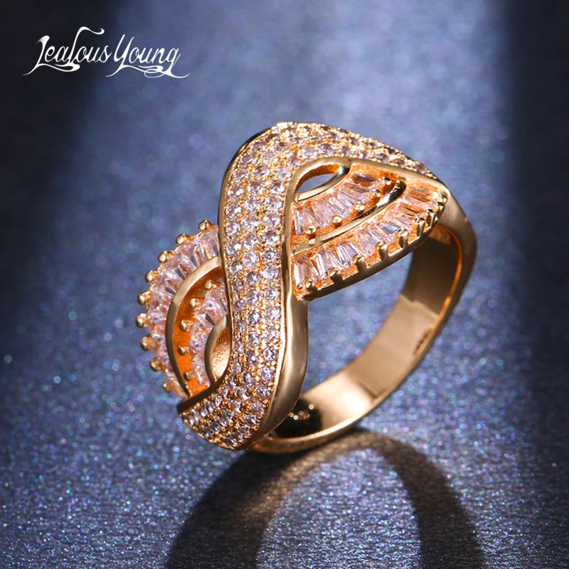 Блестящие Обручальные кольца золотого цвета с круглым фианитом|Кольца| |