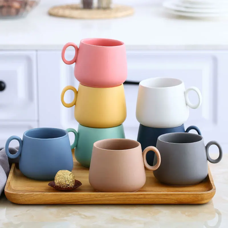

creative rainbow ceramic coffee mug pastel color cute tea tumbler cup tazas de cafe cups and mugs novelty latte tumblers