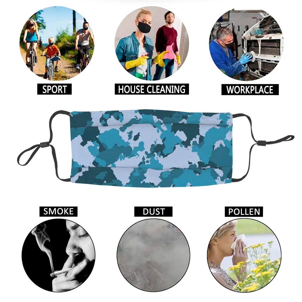 

Camouflage Reusable Mouth Face Mask Camo Military Anti Haze Dust Mask Protection Cover Respirator Mouth Muffle