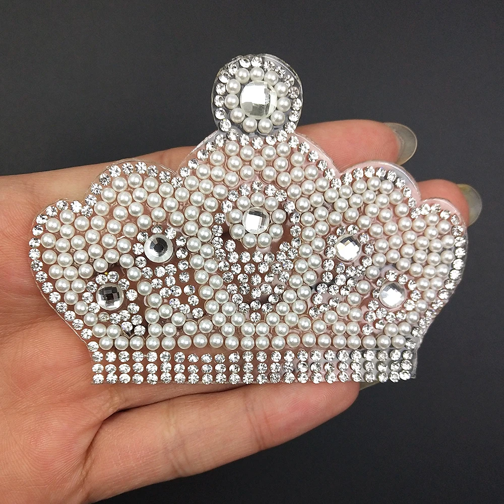 Модные жемчужные алмазные Стразы нашивки с короной для одежды футболки наклейки