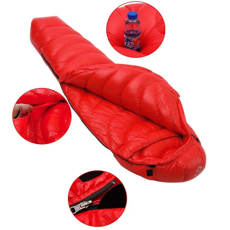 

Winter Ultralight Thermal Adult Mummy 90% White Goose Down Sleeping Bag Sack Compression Pack For Backpacking Camping Hiking