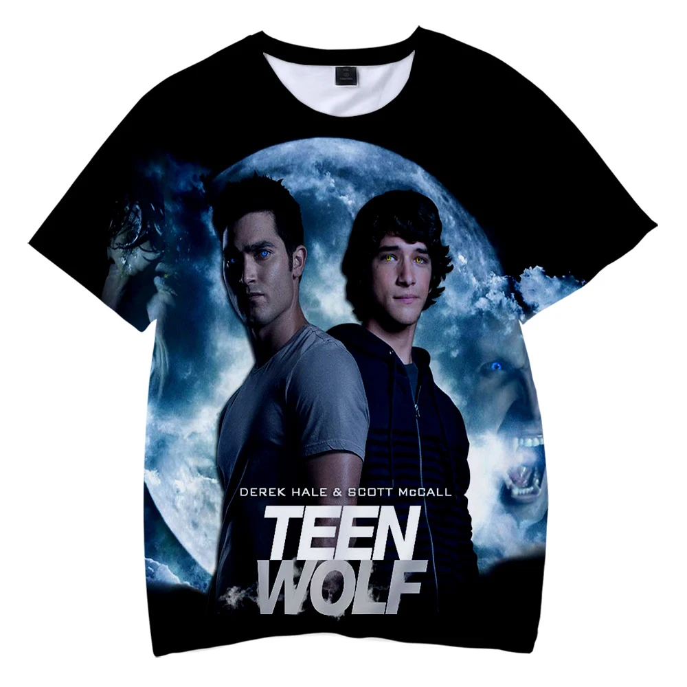 

K-Pop Детская футболка с волком для подростков, модная повседневная футболка для мальчиков и девочек в стиле Харадзюку, Необычные классически...