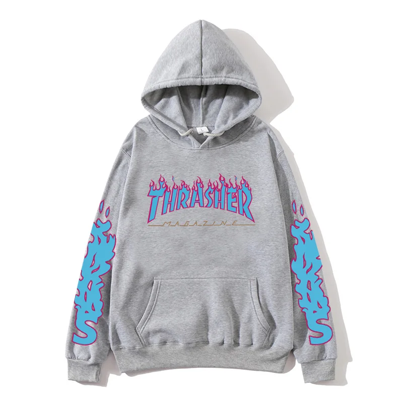 

Hot sale new letter flame print hoodie men's street casual loose hip-hop sweatshirt Harajuku brand hoodie fashion winter top