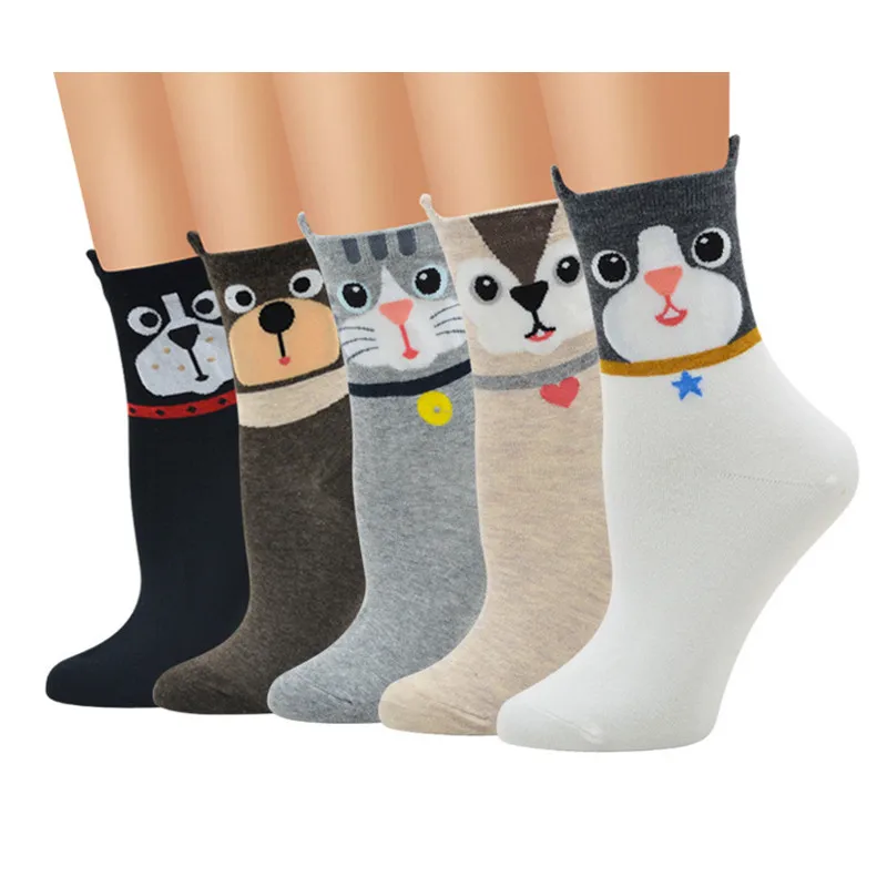 Носки с изображением животных собак смешные счастливые носки Мультяшные женские