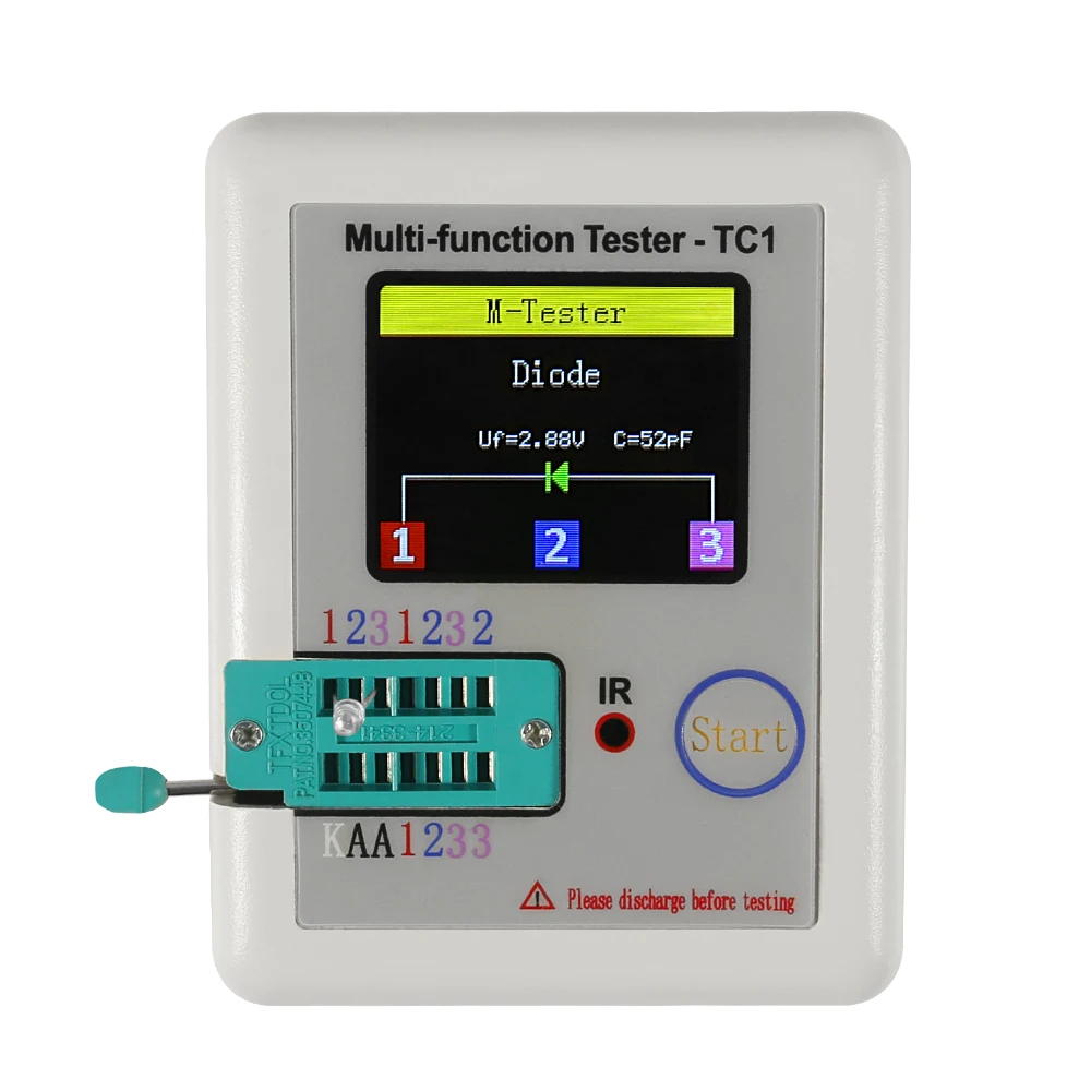 

LCR-TC1 1.8" TFT LCD Display Multi-meter Transistor Tester Diode Triode Capacitor Resistor Test Meter ESR LCR NPN PNP MOSFET COD