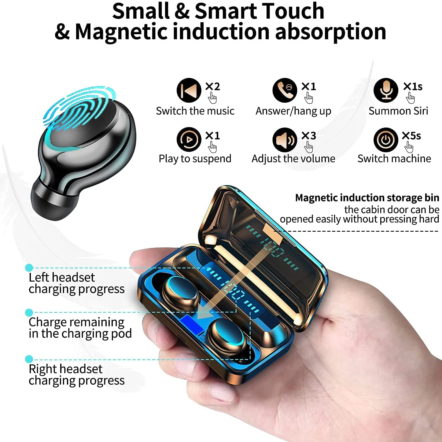 Беспроводные наушники V5.1 F9 Tws bluetooth-наушники спортивная водонепроницаемая