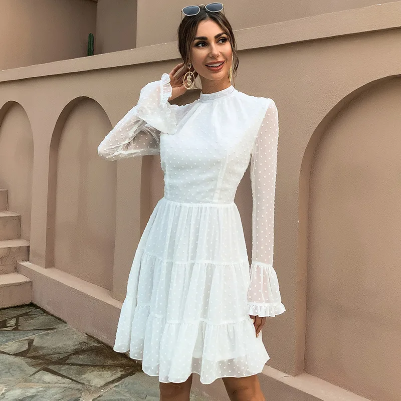 

Sladuo 2021 Women Sexy Flare Sleeve Mini Dress Female Elegant Solid Color Club Party Dresses Women Casual Dresses vestidos M0367