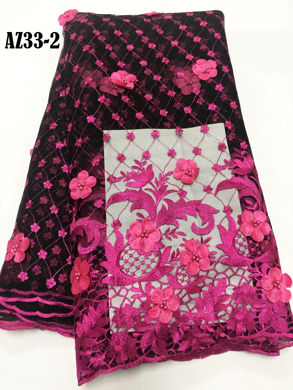 

High quality Wine Red color African wedding lace fabric Hot selling French net lace fabric New 3D embroidered lace fabric Z128