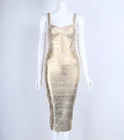 Женские кожаные бандажные платья-миди WillBeNice, золотистые, вечерние ристые, 2020, размера плюс