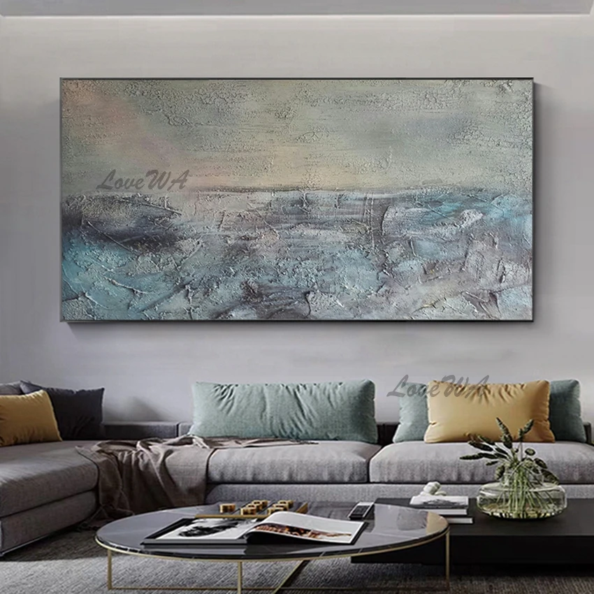 

Без рамы Абстрактная живопись полная текстура Современная ручная роспись стены искусства геометрический Цвет темно-новое поступление, кар...