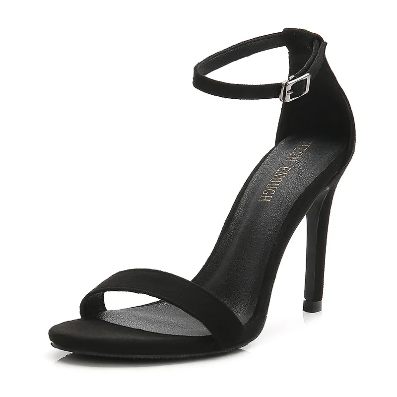 

In large and small size high-heeled shoes with one line buckle, women's sandals,