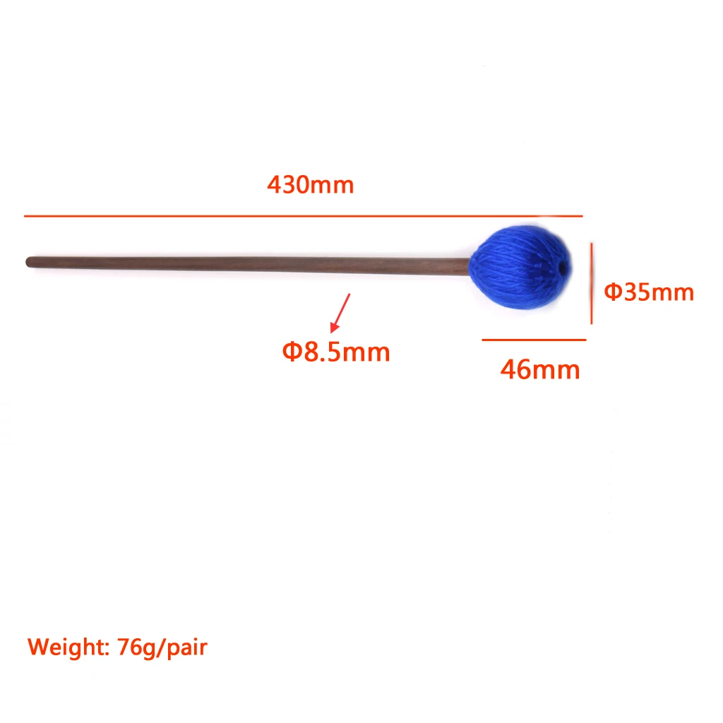 

High Quality 1 Pair Medium Hard Marimba Mallets Sticks Beaters, Royalblue Wool Hammer Head Musical instrument accessories