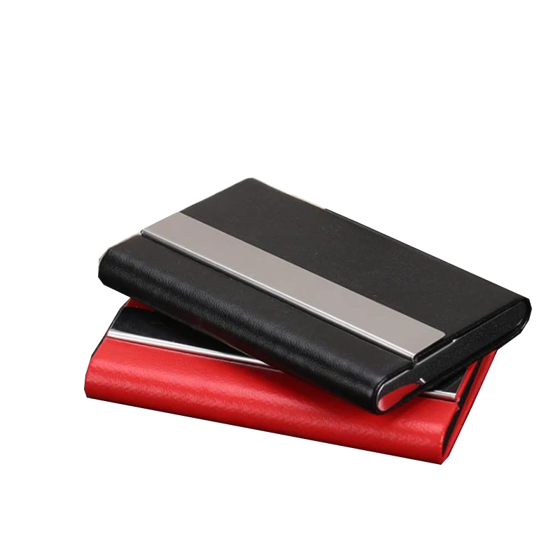 

ZVOYVOL Men's Firm Protection Customized Logo Fashion Simple PU Leather Metal Business Card Holder Business Card Case Small Box