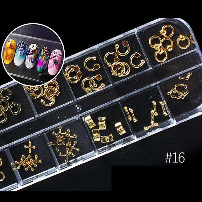 12 ячеек украшения для ногтей Стразы Блестящие кристаллы драгоценные камни лук